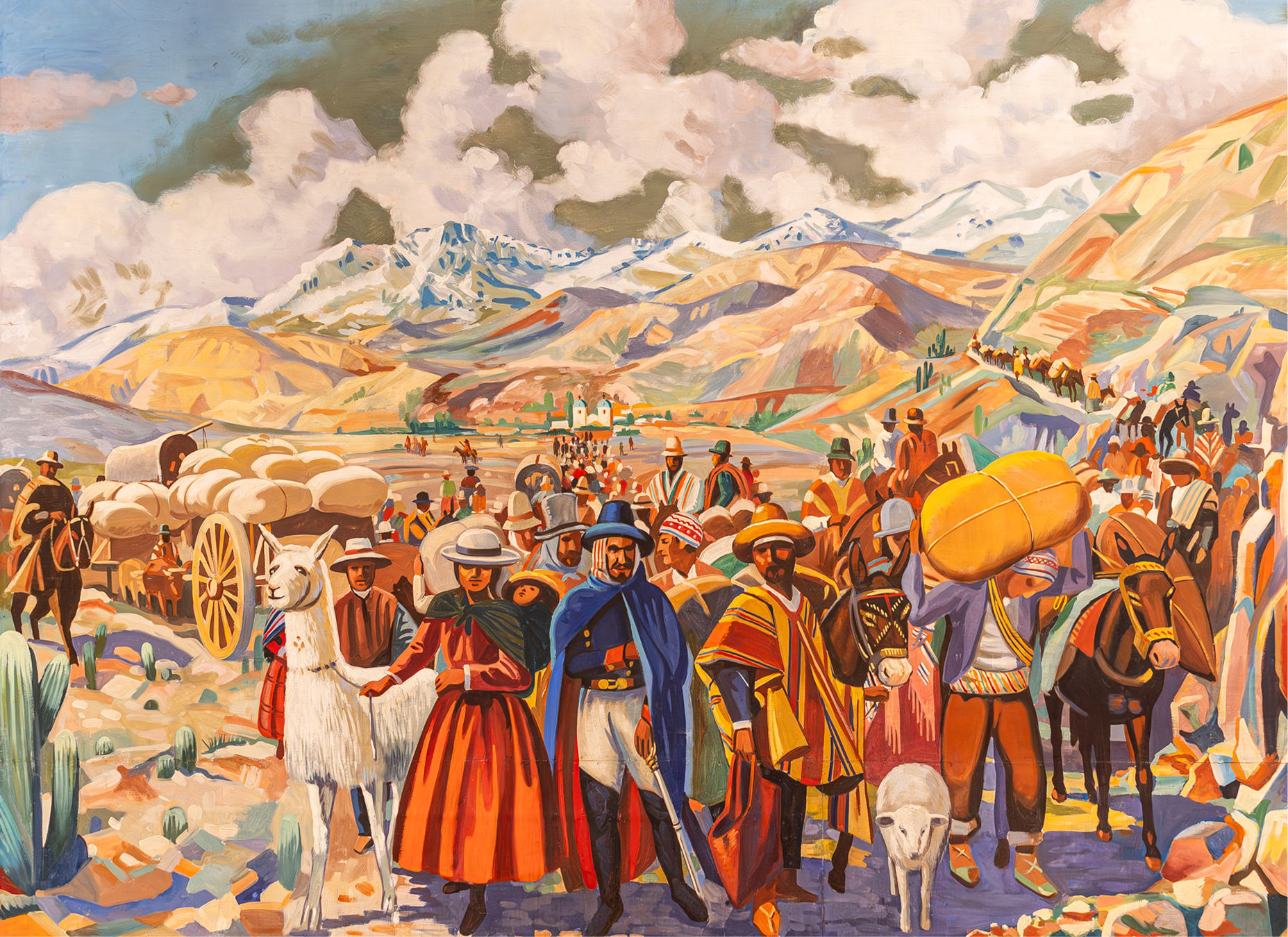 <em>El Éxodo Jujeño</em>, cuadro de pintor anónimo de mediados del siglo XX. Museo Histórico Provincial de Jujuy. Fina cortesía del Lic. Rubén Antonio Cortez.